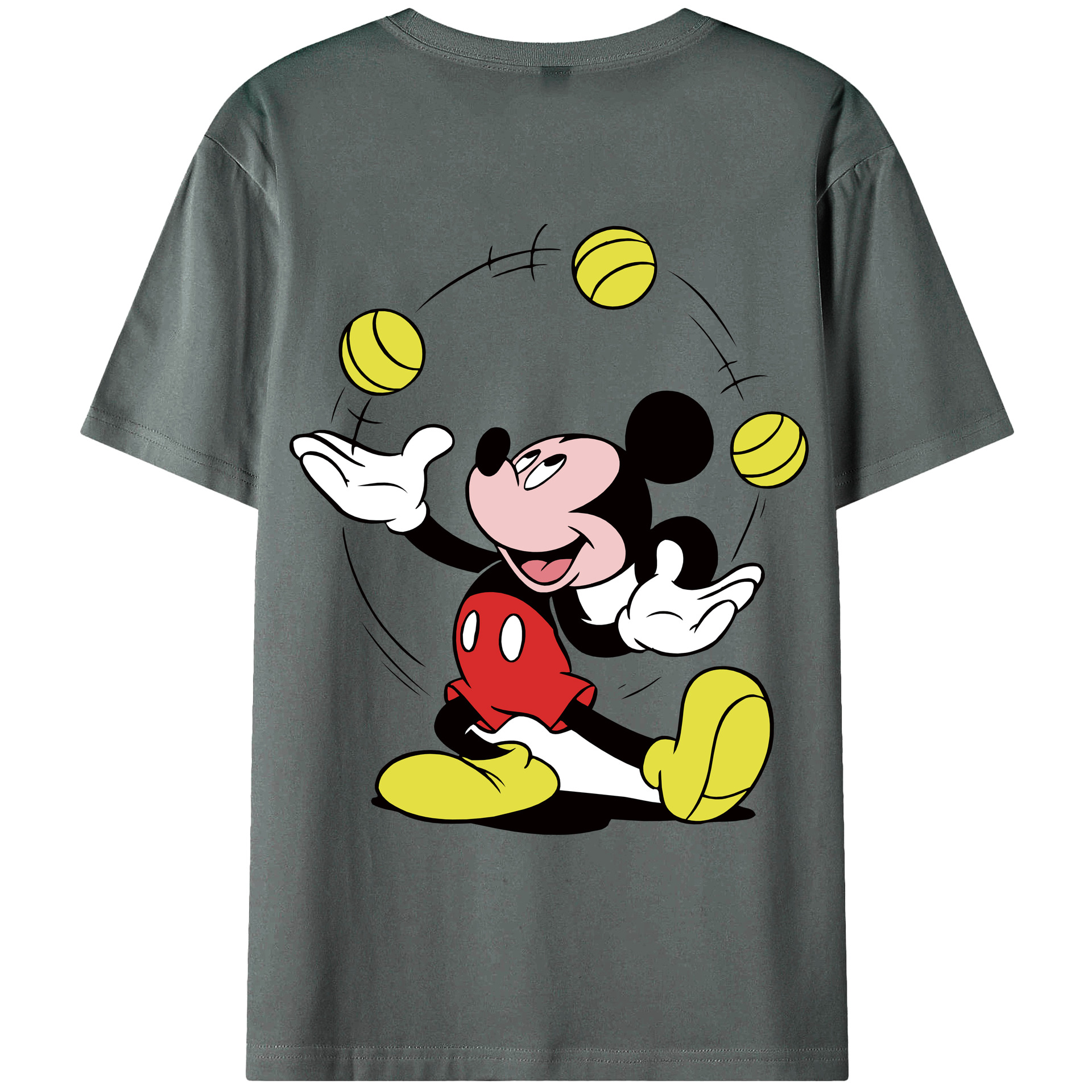 ミッキーマウス Mickey Mouse 綿100％ メンズ半袖Tシャツ（バックプリント） 通気性